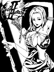 Rule 34 | 1980s (style), arrow (projectile), bow, bow (weapon), breasts, cleavage, final fantasy, final fantasy ii, greyscale, lowres, maria (ff2), monochrome, mspaint, retro artstyle, pixel art, quiver, retro artstyle, weapon