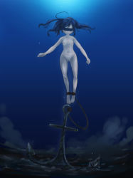 Rule 34 | 1girl, 2girls, anchor, asphyxiation, bdsm, black hair, blindfold, bondage, bound, breasts, bubble, drowning, female focus, h2o uw, highres, long hair, multiple girls, navel, nipples, nude, original, peril, pussy, rope, uncensored, underwater, water