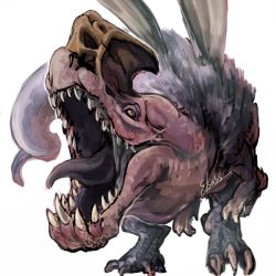 Rule 34 | anjanath, artist name, claws, commentary request, dinosaur tail, elsass, monster hunter (series), monster hunter: world, no humans, nostrils, open mouth, sharp teeth, simple background, slit pupils, solo, standing, tail, teeth, tongue, white background, wings, wyvern, yellow eyes