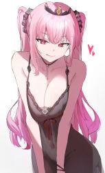 Rule 34 | 1girl, :q, absurdres, bare shoulders, black choker, black nightgown, bracelet, breasts, channyy19, choker, cleavage, collarbone, commentary, highres, hololive, hololive english, jewelry, large breasts, licking lips, long hair, looking at viewer, mori calliope, mori calliope (sleepwear), nightgown, official alternate costume, official alternate hairstyle, pink eyes, smile, solo, tiara, tongue, tongue out, twintails, virtual youtuber, wristband