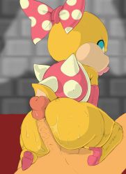 Rule 34 | ass, blue eyes, buttjob, elbow gloves, gloves, high heels, highres, lips, looking back, mario (series), nintendo, penis, super mario bros. 1, the boogie, thick thighs, thighs, uncensored, wendy o. koopa