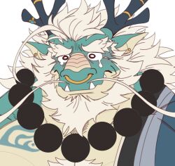 Rule 34 | 1boy, another eidos-r, antlers, bara, bead necklace, beads, beard, chest hair, chest tuft, dragon boy, facial hair, full beard, furry, furry male, highres, horns, huge eyebrows, japanese clothes, jewelry, juggermelon, kimono, long mustache, looking at viewer, male focus, mature male, muscular, muscular male, mustache, necklace, nose piercing, nose ring, piercing, portrait, sad, solo, tearing up, thick beard, xiaolong (another eidos)