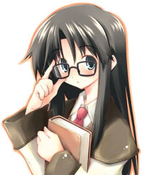 00s 1girl blush female_focus glasses murata_mine necktie read_or_die red_necktie solo yomiko_readman