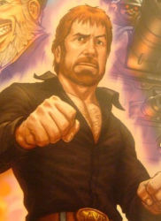 Rule 34 | 1boy, beard, brown hair, chuck norris, clenched hands, epic, facial hair, male focus, manly, mustache, realistic, solo