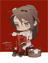 Rule 34 | 1girl, asymmetrical bangs, bare arms, bare shoulders, basket, bolt action, boots, bra, braid, breasts, bright pupils, brown footwear, brown hair, character name, chibi, cleavage, closed mouth, commentary request, cross-laced footwear, french braid, frown, full body, girls&#039; frontline, gloves, green eyes, gun, hair between eyes, hair ornament, hands up, holding, holding clothes, holding sewing needle, knee boots, lee-enfield, lee-enfield (girls&#039; frontline), long hair, looking down, medium breasts, messy hair, needle, panties, rei (sanbonzakura), rifle, serious, sewing, sewing needle, sitting, solo, thread, underwear, underwear only, weapon, white bra, white gloves, white panties, white pupils