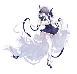 Rule 34 | 1girl, :3, absurdres, aqua eyes, aqua hair, azur lane, black dress, black footwear, black hair, black neckwear, breasts, cheshire (azur lane), cleavage, closed mouth, detached sleeves, dress, ear covers, frilled sleeves, frills, garter straps, hand on own cheek, hand on own face, high heels, highres, holding, idass (idass16), large breasts, leaning forward, looking at viewer, maid headdress, multicolored hair, puffy short sleeves, puffy sleeves, short hair, short sleeves, simple background, smile, solo, standing, thigh gap, thighhighs, two-tone hair, underbust, waist cape, white background, white thighhighs, wrist cuffs, zettai ryouiki