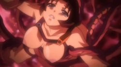 Rule 34 | 10s, 1girl, all the way through, animated, animated gif, bouncing breasts, breasts, brown hair, cum, large breasts, mahou shoujo isuka, nipples, short hair, solo, tentacles