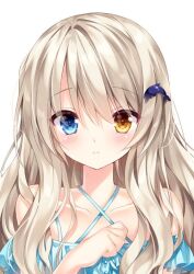 1girl blonde_hair blue_eyes brown_hair commentary hair_between_eyes heterochromia long_hair_between_eyes luca_(nogi_takayoshi) nogi_takayoshi non-web_source original