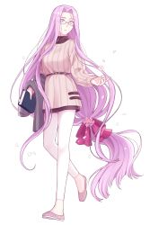 Rule 34 | 1girl, absurdly long hair, book, bow, casual, contemporary, fate/grand order, fate/stay night, fate (series), flower, full body, glasses, hair bow, hair flower, hair ornament, highres, holding, holding book, long hair, low-tied long hair, medusa (fate), medusa (rider) (fate), mikkat, pants, parted bangs, pink bow, pink footwear, purple eyes, purple hair, shoes, simple background, solo, square pupils, standing, sweater, transparent background, very long hair, white background, white pants