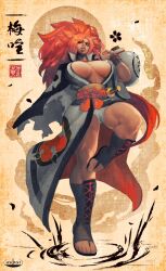 Rule 34 | 1girl, arc system works, artist name, baiken, black footwear, boots, breasts, cork, eyepatch, guilty gear, guilty gear strive, holding vase, ickpot, japanese clothes, kimono, knee boots, large breasts, panties, pink hair, sandals, sheath, sheathed, solo, standing, standing on one leg, sword, tagme, toeless footwear, underwear, weapon, white panties