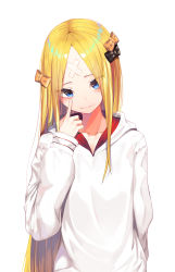 Rule 34 | 1girl, abigail williams (fate), absurdres, akanbe, black bow, blonde hair, blue eyes, blush, bow, closed mouth, collarbone, commentary request, crossed bandaids, eyelid pull, fate/grand order, fate (series), hair bow, has bad revision, has downscaled revision, head tilt, highres, hood, hood down, hooded jacket, jacket, long hair, long sleeves, looking at viewer, md5 mismatch, orange bow, parted bangs, polka dot, polka dot bow, resolution mismatch, simple background, smile, solo, source smaller, sugar (dndi888), tongue, tongue out, upper body, very long hair, white background, white jacket