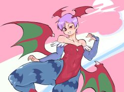 Rule 34 | 1girl, blue hair, breasts, demon girl, gluteal fold, leotard, lilith aensland, navel, pantyhose, small breasts, thighs, topium, vampire (game), wide hips