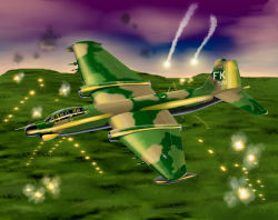Rule 34 | aircraft, airplane, b-57, battle, bomber, camouflage, flare, flying, military vehicle, nagase mizuchi, pilot, sky, smoke, vietnam, vietnam war, war