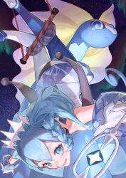 Rule 34 | 1girl, absurdres, aqua eyes, aqua hair, aurora, aurorus, bossan 3310, braid, commentary request, creatures (company), crossover, eyelashes, game freak, gen 6 pokemon, gloves, hatsune miku, high heels, highres, long hair, night, nintendo, open mouth, outdoors, pantyhose, pokemon, pokemon (creature), project voltage, rock miku (project voltage), sky, sleeveless, smile, star (sky), vocaloid, white footwear, white gloves