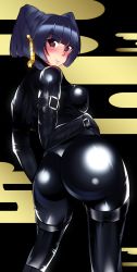 Rule 34 | 1girl, absurdres, ass, blue theme, dead or alive, highres, looking back, nyotengu, smile, solo