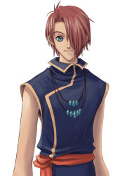 Rule 34 | 1boy, cloa, cloa (ys), hair over one eye, jewelry, male focus, necklace, official art, solo, white background, ys, ys vi, ys vi ark of napishtim