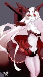 Rule 34 | 10s, 1girl, abyssal ship, anchorage princess, bad id, bad pixiv id, breasts, colored skin, kantai collection, long hair, mikoto (oi plus), open mouth, personification, red eyes, solo, very long hair, white hair, white skin