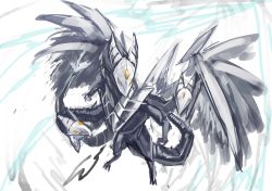 Rule 34 | claws, dragon, dragon wings, duel monster, fangs, highres, ice dragon, komakinyan, multiple heads, no humans, tail, trishula dragon of the ice barrier, white background, white wings, wings, yellow eyes, yu-gi-oh!, yuu-gi-ou, yu-gi-oh! duel monsters