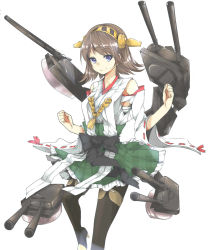 Rule 34 | 10s, 1girl, bad id, bad pixiv id, bare shoulders, cannon, gun, hair ornament, hiei (kancolle), high heels, highres, japanese clothes, kantai collection, miko, skirt, solo, tomo futoshi, weapon