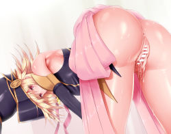 Rule 34 | 1girl, ass, bad id, bad pixiv id, bent over, black hat, blonde hair, blush, blush stickers, breasts, calcio, censored, duel monster, gagaga girl, hair between eyes, hat, highres, long hair, looking at viewer, pussy, pussy juice, red eyes, sideboob, solo, spread pussy, wizard hat, yu-gi-oh!, yu-gi-oh! zexal