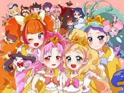 Rule 34 | 6+girls, akagi towa, amanogawa kirara, aroma (go! princess precure), bad id, bad pixiv id, bird, blonde hair, blush, cat, close (go! princess precure), cure flora, cure mermaid, cure scarlet, cure twinkle, dog, dyspear, earrings, go! princess precure, hair ornament, haruno haruka, jewelry, kaidou minami, kitakaze asuka, kuroro (go! princess precure), lock (go! princess precure), long hair, magical girl, miss siamour, multicolored hair, multiple girls, nanase yui, pink hair, precure, puff (go! princess precure), purin (purin0), red eyes, shut (go! princess precure), smile, two-tone hair