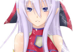 Rule 34 | 1girl, blue eyes, duel monster, long hair, looking at viewer, pointy ears, purple eyes, purple hair, ruin, queen of oblivion, shintani tsushiya, simple background, solo, white background, white hair, yu-gi-oh!, yu-gi-oh! duel monsters, yuu-gi-ou