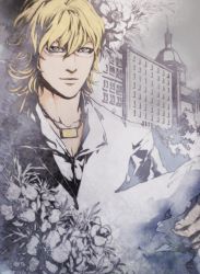 Rule 34 | 10s, 1boy, barnaby brooks jr., blonde hair, glasses, jacket, jewelry, male focus, necklace, solo, spot color, tiger &amp; bunny, xxun