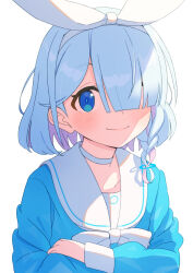 Rule 34 | 1girl, afnroll, aqua eyes, arona (blue archive), blue archive, blue eyes, blush, braid, choker, closed mouth, commentary, halo, highres, long sleeves, looking at viewer, open mouth, pink hair, pleated skirt, sailor collar, school uniform, serafuku, short hair, side braid, simple background, skirt, solo, white background, white choker, white sailor collar, white skirt