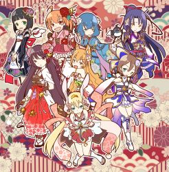 Rule 34 | 6+girls, animal ear fluff, animal ears, character request, fox ears, fox girl, highres, japanese clothes, kasumi (shironeko project), kimono, korin (shironeko project), lolitan, looking at viewer, multiple girls, rabbit ears, shironeko project, shizuku (shironeko project), smile