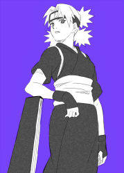 Rule 34 | 1girl, fingerless gloves, forehead protector, gloves, japanese clothes, n y, naruto, naruto (series), quad tails, solo, temari (naruto)