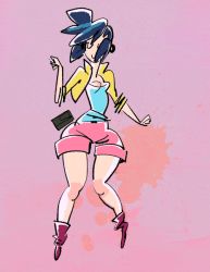 Rule 34 | 10s, 1girl, animated, animated gif, blue hair, cropped jacket, dancing, epilepsy warning, closed eyes, headphones, jubilee, marvel, open clothes, shorts, solo, x-men