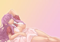Rule 34 | 00s, 1girl, aged up, breasts, breasts out, cleavage, gash bell, gradient background, jiete, konjiki no gash!!, large breasts, long hair, looking at viewer, md5 mismatch, purple eyes, purple hair, resized, resolution mismatch, self-upload, simple background, solo, source larger, tio (konjiki no gash!!)
