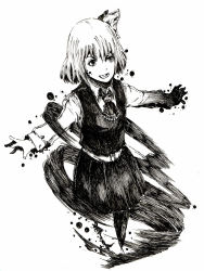 Rule 34 | 1girl, darkness, embodiment of scarlet devil, female focus, monochrome, outstretched arms, rumia, sketch, skirt, solo, spread arms, touhou, white background, yatsu (fly me to the noon)