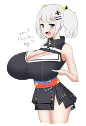 Rule 34 | 1girl, 1nilla&#039;, breasts, cleavage, cleavage cutout, clothing cutout, dress, english text, huge breasts, kaguya luna, speech bubble, text focus, the moon studio, twintails, virtual youtuber