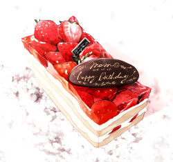 Rule 34 | cake, cake slice, food, food focus, fruit, happy birthday, highres, no humans, original, strawberry, strawberry shortcake, tomma mayuka