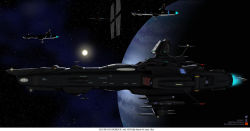 Rule 34 | cruiser, fleet, military vehicle, no humans, science fiction, ship, space, spacecraft, tagme, uchuu senkan yamato, warship, zenseava