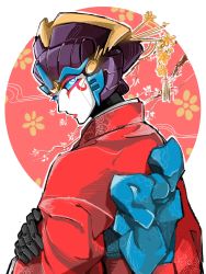 Rule 34 | 1girl, alternate costume, autobot, blue eyes, highres, japanese clothes, kimono, lips, looking at viewer, machine, mecha girl, no humans, solo, transformers, wide sleeves, windblade