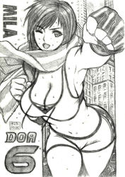 Rule 34 | 1girl, breasts, character name, dead or alive, large breasts, mila (doa), skidrow, solo, wink