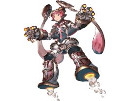 Rule 34 | 10s, 1girl, android, blunt bangs, closed mouth, expressionless, flying, full body, granblue fantasy, joints, long hair, minaba hideo, official art, orange eyes, pink hair, robomi (granblue fantasy), robot joints, solo, steam, transparent background, twintails