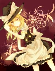 Rule 34 | 1girl, bad id, bad pixiv id, blonde hair, female focus, gradient background, hat, kirisame marisa, long hair, motoko (fe25), solo, touhou, witch, witch hat, yellow eyes