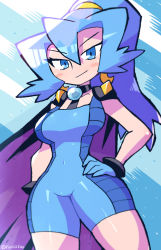 Rule 34 | 1girl, absurdres, blue eyes, blue hair, breasts, cape, clair (pokemon), creatures (company), game freak, gloves, hair between eyes, highres, long hair, looking at viewer, nintendo, pokemon, pokemon hgss, ponytail, rariatto (ganguri), solo