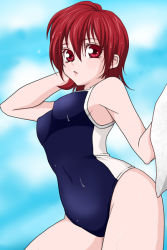 Rule 34 | 1girl, bare shoulders, breasts, iria animi, red eyes, red hair, short hair, solo, swimsuit, tales of (series), tales of innocence