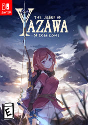 Rule 34 | 1girl, alpaca, alternate costume, arm guards, arrow (projectile), asuka (louyun), belt, blush, bow (weapon), bug, butterfly, closed mouth, commentary, content rating, copyright name, cover, cowboy shot, dress, fake cover, fantasy, glowing, glowing sword, glowing weapon, holding, holding sword, holding weapon, insect, long sleeves, looking at viewer, love live!, love live! school idol project, master sword, morning, nintendo, nintendo switch, nishikino maki, outdoors, parody, pointy ears, quiver, red eyes, red hair, sheath, short hair, skirt, sky, smile, solo, standing, star (sky), starry sky, sunrise, swept bangs, sword, the legend of zelda, unsheathed, video game cover, weapon, weapon on back, white skirt