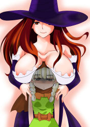 Rule 34 | 2girls, areola slip, between breasts, blonde hair, braid, breast envy, breast rest, breasts, breasts on head, brown eyes, brown hair, collarbone, dragon&#039;s crown, elf (dragon&#039;s crown), hat, hat over one eye, height difference, huge breasts, large breasts, multiple girls, pointy ears, sorceress (dragon&#039;s crown), witch hat, yabaguki