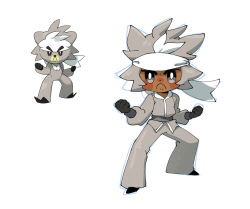Rule 34 | 1boy, black gloves, blush, clenched hands, closed mouth, commentary request, creature and personification, creatures (company), dark skin, dark-skinned male, fighting stance, frown, game freak, gen 8 pokemon, gloves, grey eyes, grey pants, hands up, headband, highres, jar pikapika, korean commentary, kubfu, legendary pokemon, legs apart, long sleeves, male focus, nintendo, nose blush, pants, personification, pokemon, pokemon (creature), sash, standing, white headband