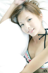 Rule 34 | bed, bikini, bikini top only, highres, nagasaki rina, photo (medium), swimsuit, tagme