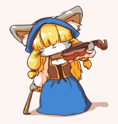 Rule 34 | 1girl, artist request, blonde hair, cat, cat busters, character request, furry, hair over eyes, instrument, long hair, twintails, violin