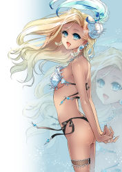 Rule 34 | 1girl, bikini, blonde hair, blue eyes, long hair, original, shell, smile, solo, swimsuit, yuina0099, zoom layer