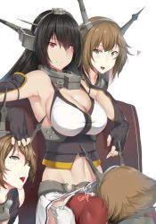 Rule 34 | 10s, 4girls, armpits, bare shoulders, between thighs, black hair, breasts, brown hair, cleavage, clone, couch, cunnilingus, female pervert, fingerless gloves, gloves, green eyes, hand on another&#039;s head, harem, headgear, heart, hews, kantai collection, large breasts, long hair, looking at viewer, looking up, midriff, multiple girls, mutsu (kancolle), nagato (kancolle), navel, open mouth, oral, panties, panty pull, pervert, red eyes, red legwear, short hair, sitting, smelling, smile, thighhighs, tongue, tongue out, underwear, white panties, yuri