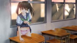 Rule 34 | 4girls, black eyes, black hair, blue skirt, blush, bow, bow panties, character request, classroom, clothes lift, copyright request, crotch rub, desk, female ejaculation, female masturbation, hair between eyes, highres, masturbation, midriff, midriff peek, multiple girls, nikkeru suiso, open mouth, panties, pee, peeing, peeing self, pink panties, pleated skirt, puddle, pussy juice, pussy juice puddle, pussy juice stain, red bow, school, school uniform, serafuku, silhouette, skirt, skirt lift, solo focus, table humping, twintails, underwear, wet, wet clothes, wet panties